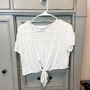 Sadie&Sage White tie up striped tee